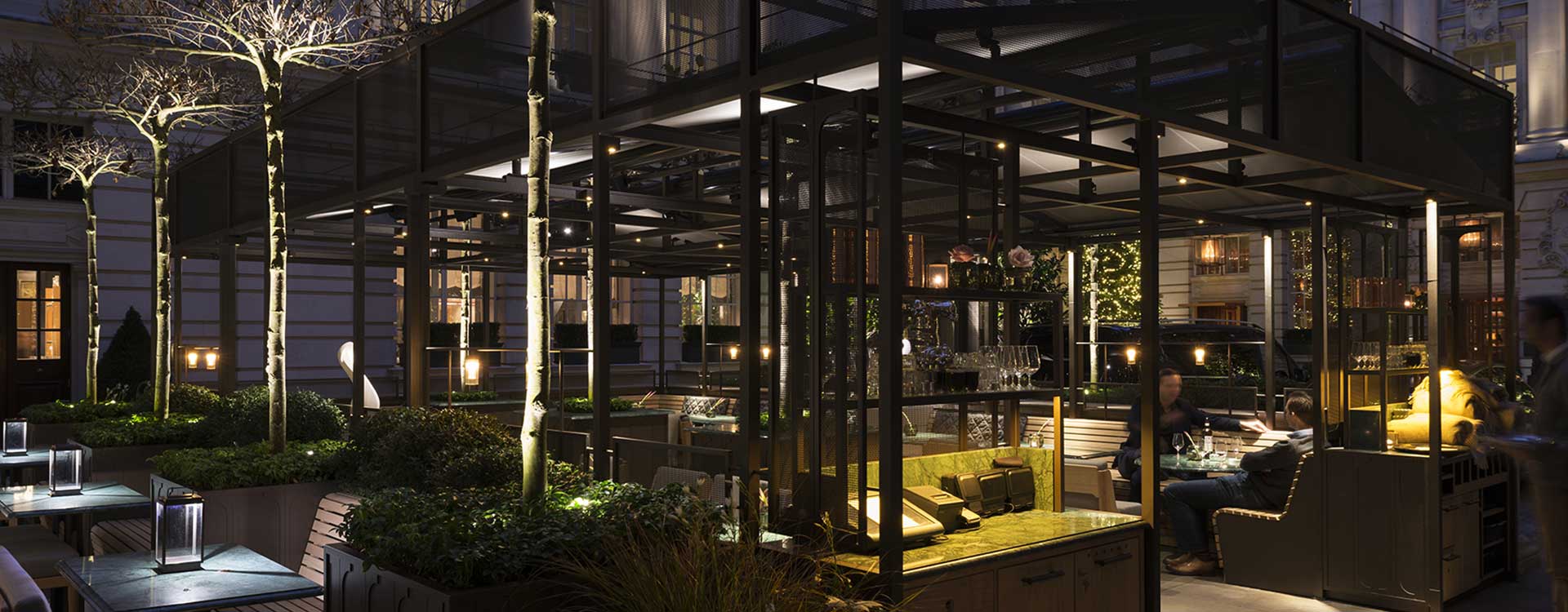 fibre optic lighting in the rosewood hotel terrace, london