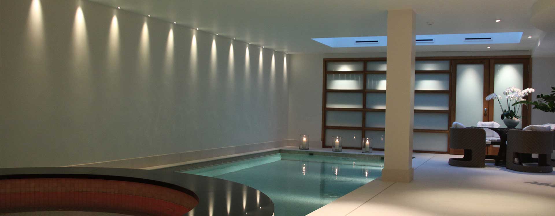 fibre optic lighting in a private pool